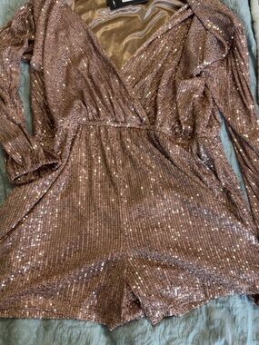 Fashion Nova Rose Gold Sequin Romper